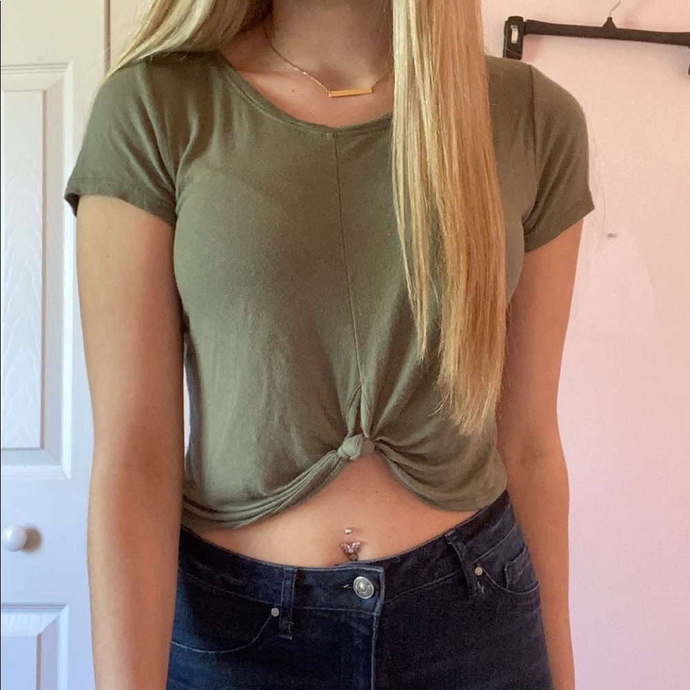 Olive green crop top